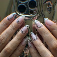 Silver chrome nail art