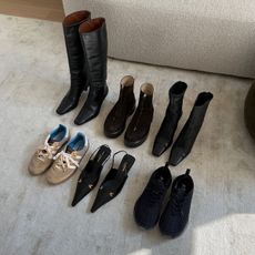 @nicoleakhtarzad fall shoes lineup boots slingbacks and sneakers